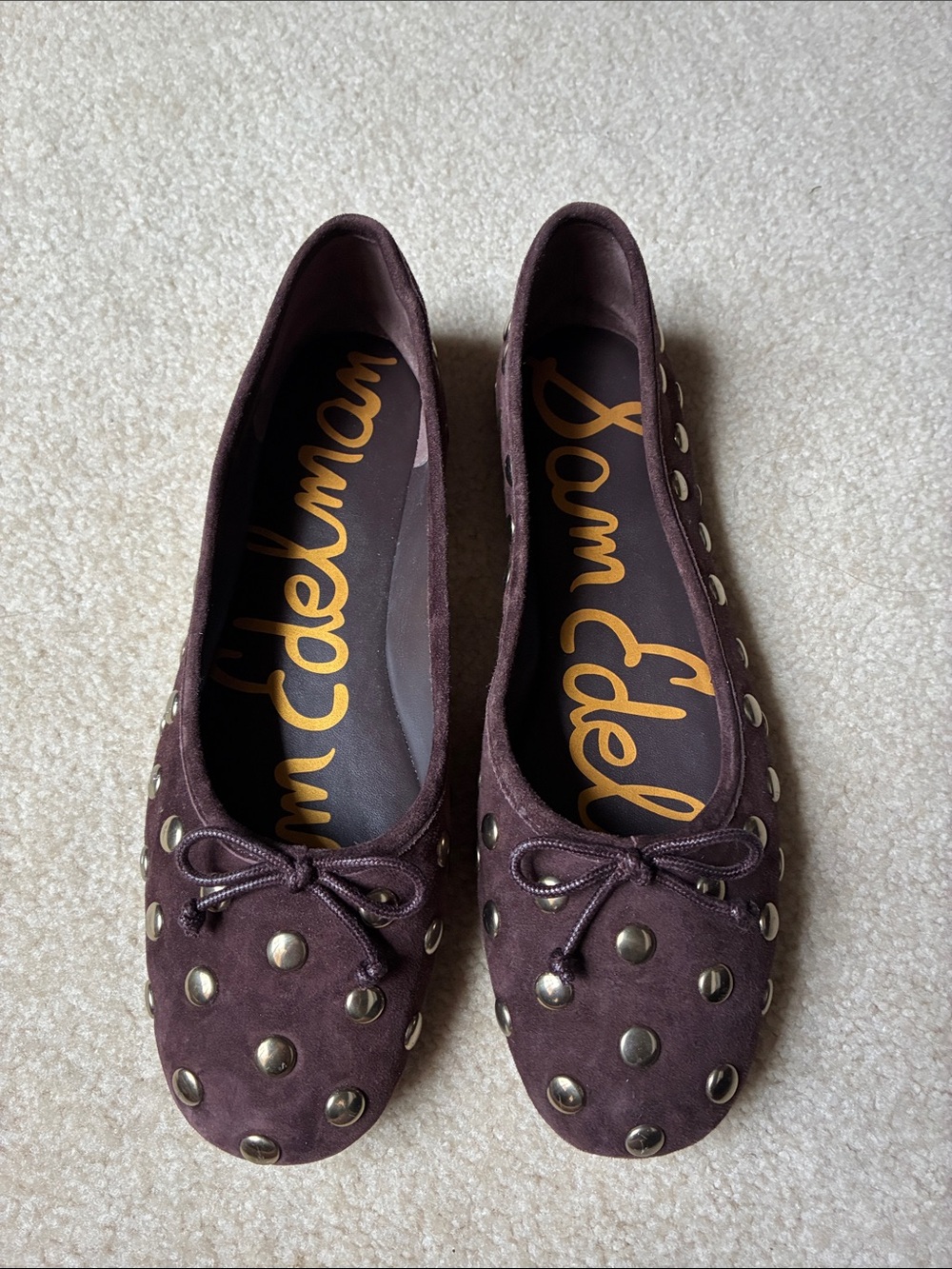 Sam Edelman Plum Suede Studded Ballet Flats